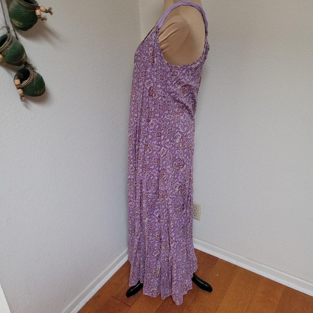 Garnet Hill Lavender Floral Maxi Dress with Twisted Straps - Picture 4 of 5